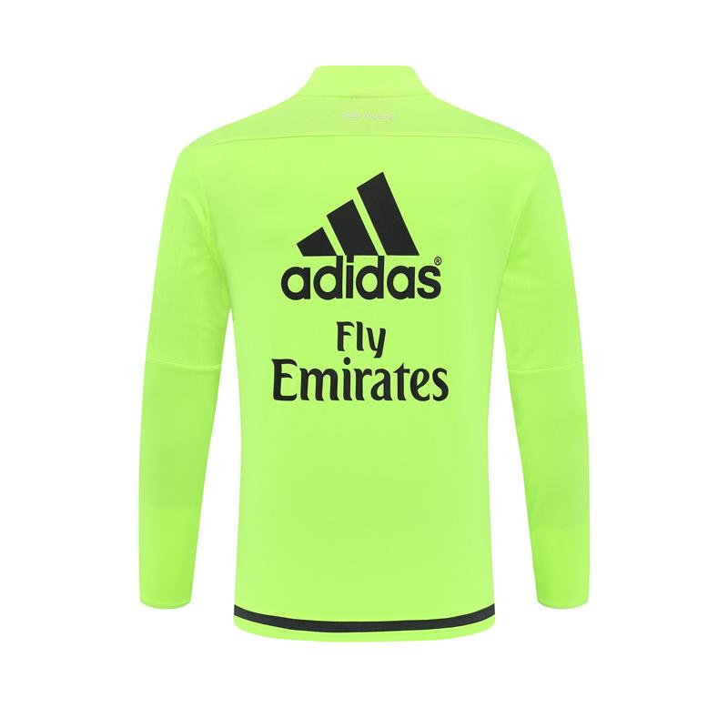 Retro 15/16 Real Madrid Fluorescent Green Half Zipper Jacket+Long Pants