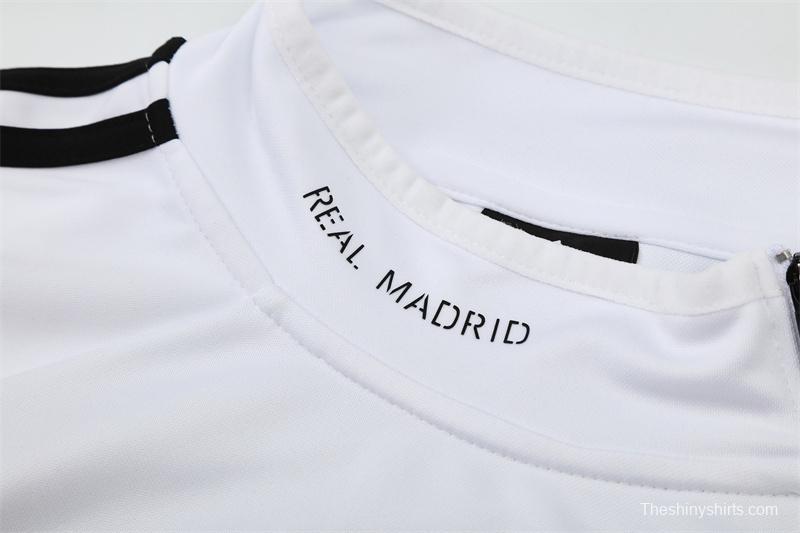 Retro 13/14 Real Madrid White Half Zipper Jacket+Long Pants