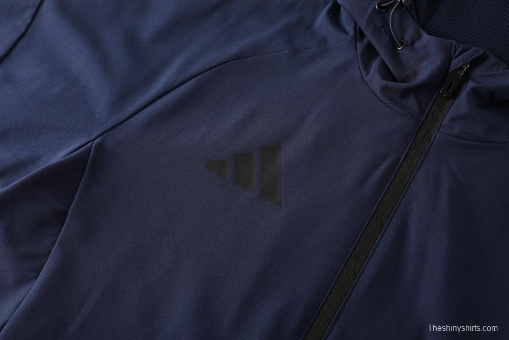 25/26 Adidas Navy Hoodie Full Zipper Jacket + Long Pants