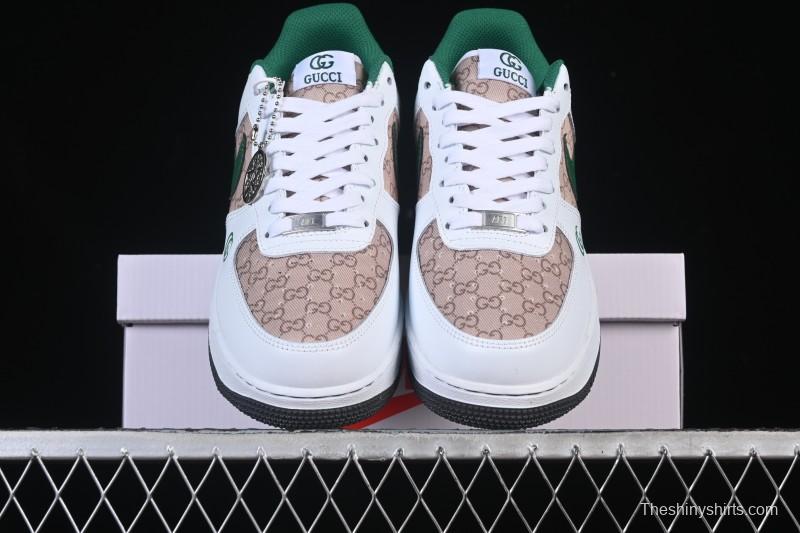 Nike Air Force 1 '07 Low Gucci Collaboration Pattern Grass Green Casual Sneakers - AH8462-004