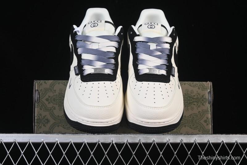 Nike Air Force 1 '07 Low Gucci Collaboration Off-White Black Canvas Hook Low-Top Casual Sneakers - XD2588-605