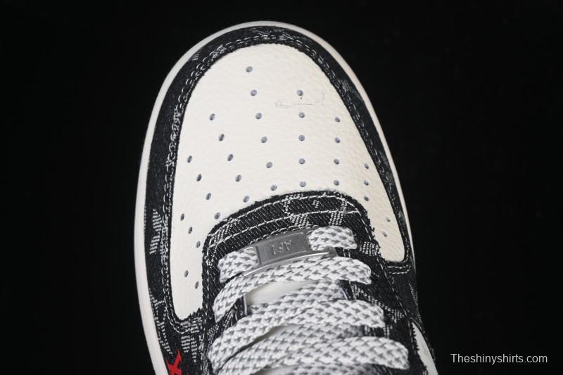 Nike Air Force 1 '07 Low LV Collaboration Denim Beige Black Stitching Casual Sneakers - MZ9588-815