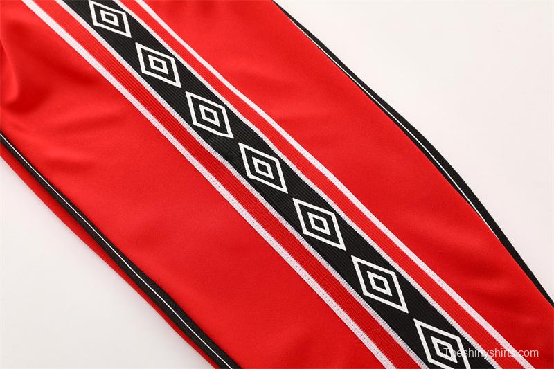 Retro 98/99 Manchester United Black Half Zipper Jacket+Long Pants