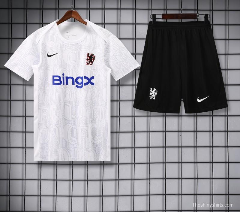 25/26 Chelsea White Short Sleeve Jersey+Shorts