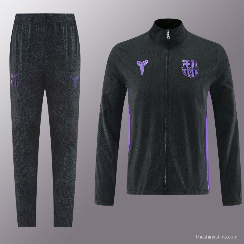 25/26 Barcelona Black S-3XL Half Zipper Jacket+Long Pants